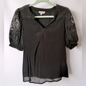 NWOT Nanette Lepore Black Puff Sleeve Blouse